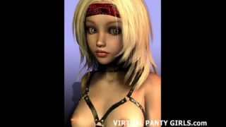 3d animated stripper in cute pink panties